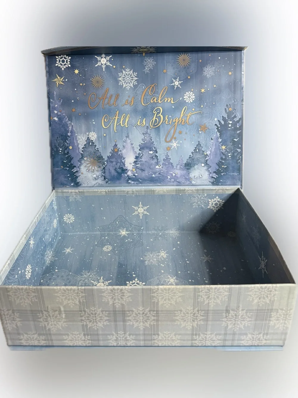 Gift Box “All Is Bright “Blue Holiday with Gold Script